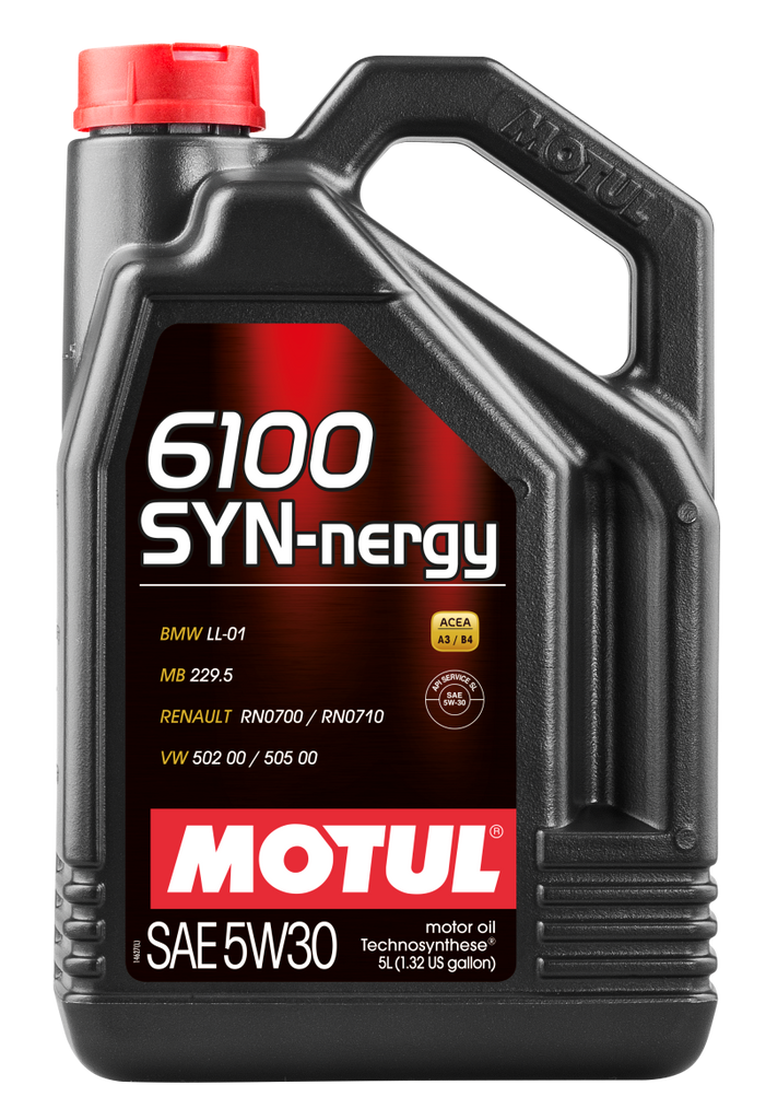 Motul 107972 FITS 5L Technosynthese Engine Oil 6100 SYN-NERGY 5W30VW 502 00 505 00MB 229.5