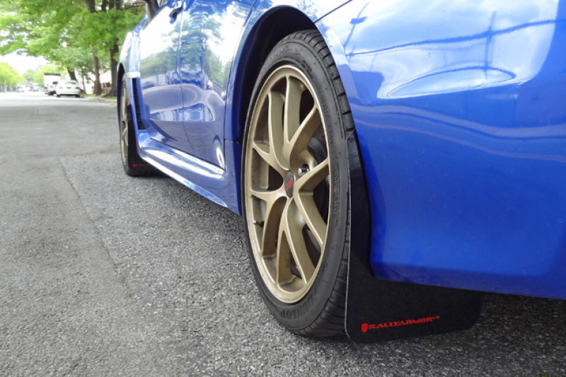 Rally Armor MF32-UR-WH/RD FITS: 15-21 Subaru WRX/STI (Sedan ONLY) White UR Mud Flap w/ Red Logo