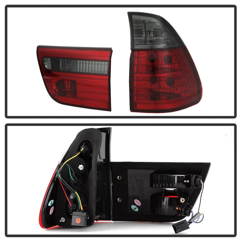 SPYDER 5000842 - Spyder BMW E53 X5 00-06 4PCS Euro Style Tail Lights- Red Smoke ALT-YD-BE5300-RS