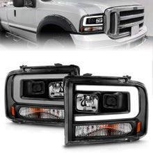 Load image into Gallery viewer, ANZO 111551 FITS 111551 FITS 99-04 Ford F250/F350/F450/Excursion (excl 99) Projector Headlightsw/ Light Bar Black Housing