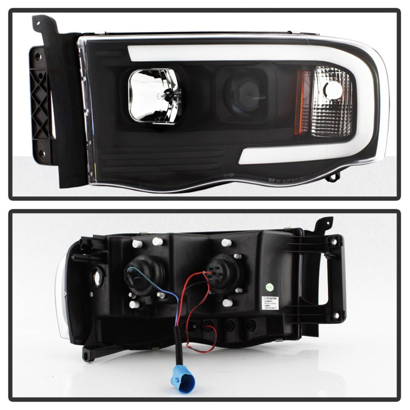 SPYDER 5084606 - Spyder 02-05 Dodge Ram 1500 Light Bar Projector HeadlightsBlack (PRO-YD-DR02V2-LB-BK)