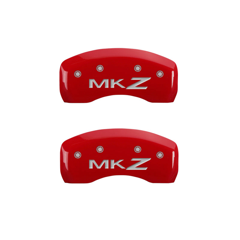 MGP 36018SLCZRD - 4 Caliper Covers Engraved Front Lincoln Engraved Rear MKZ Red finish silver ch