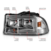 Load image into Gallery viewer, ANZO 111592 FITS 97-04 Dodge Dakota/Durango Crystal headlight Set w/ Light Bar Chrome Housing