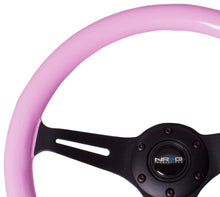 Load image into Gallery viewer, NRG Classic Wood Grain Steering Wheel (350mm) Solid Pink Painted Grip w/Black 3-Spoke Center - free shipping - Fastmodz