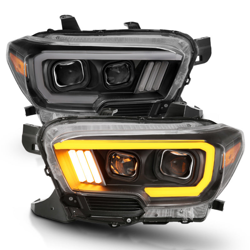 ANZO - [product_sku] - ANZO 2016-2017 Toyota Tacoma Projector Headlights w/ Plank Style Switchback Black w/ Amber - Fastmodz