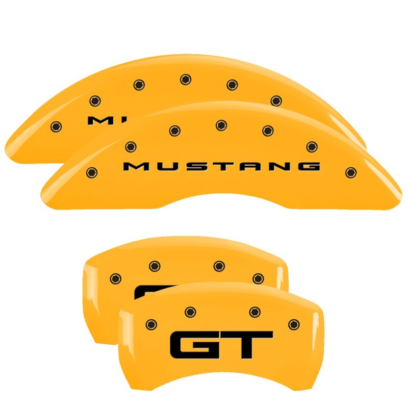 MGP 10200S2MGYL FITS 4 Caliper Covers Engraved Front 2015/Mustang Engraved Rear 2015/GT Yellow finish black ch