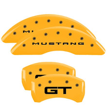 Load image into Gallery viewer, MGP 10200S2MGYL FITS 4 Caliper Covers Engraved Front 2015/Mustang Engraved Rear 2015/GT Yellow finish black ch