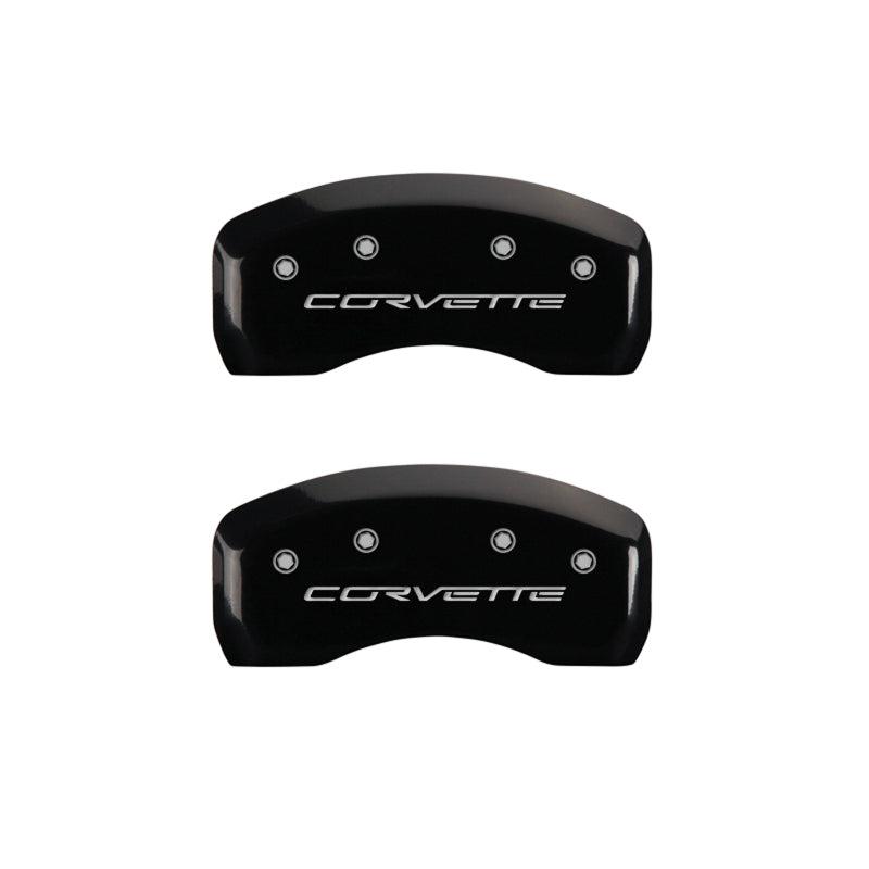 MGP 13008SCV6BK FITS 4 Caliper Covers Engraved Front & Rear C6/Corvette Black finish silver ch