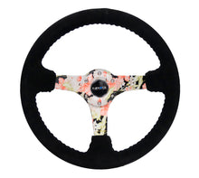 Load image into Gallery viewer, NRG RST-036FL-S - Reinforced Steering Wheel (350mm / 3in. Deep) Blk Suede Floral Dipped w/ Blk Baseball Stitch