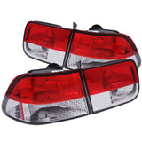 ANZO 221222 FITS: 1996-2000 Honda Civic Taillights Red/Clear