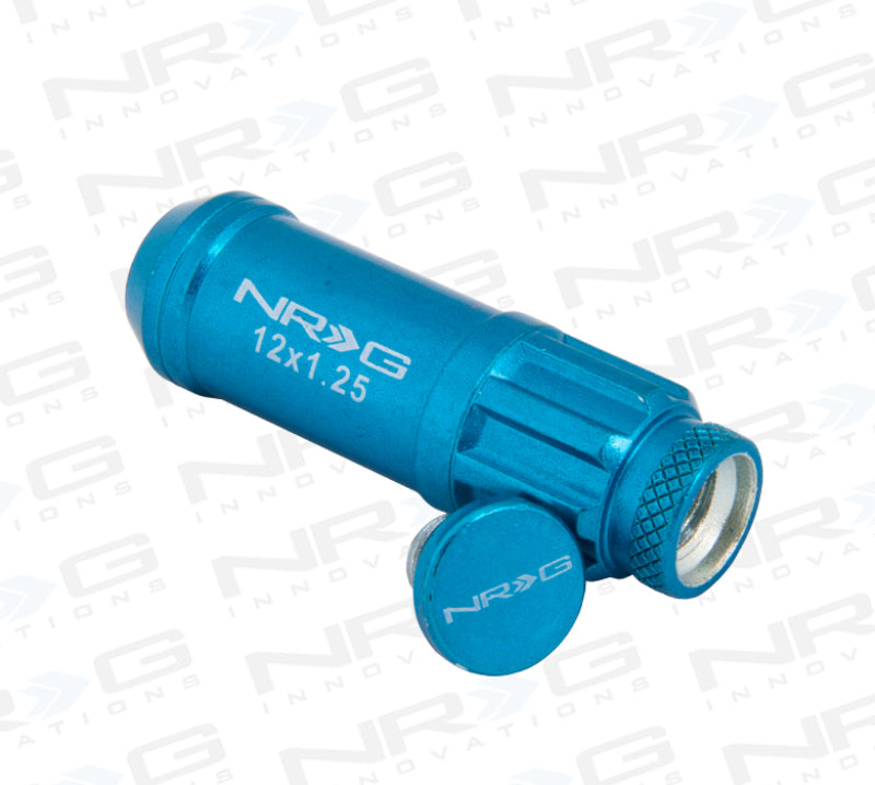 NRG 700 Series M12 X 1.25 Steel Lug Nut w/Dust Cap Cover Set 21 Pc w/Locks & Lock Socket - Blue - free shipping - Fastmodz