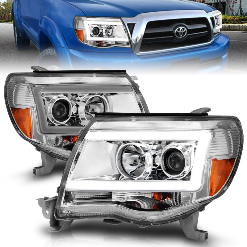 ANZO 111518 -  FITS: 2005-2011 Toyota Tacoma Projector Headlights w/ Light Bar Chrome Housing