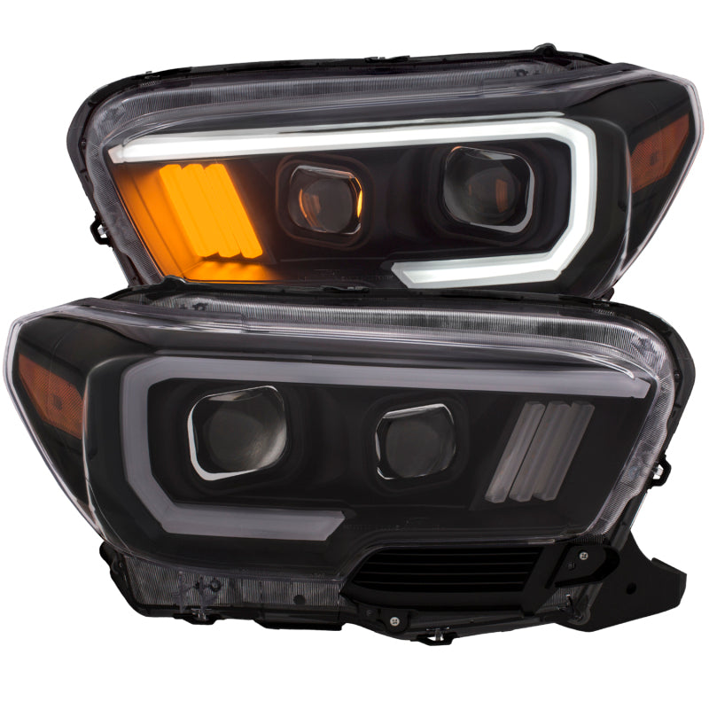 ANZO - [product_sku] - ANZO 2016-2017 Toyota Tacoma Projector Headlights w/ Plank Style Black w/ Amber - Fastmodz