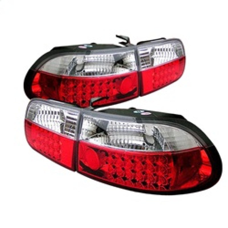 SPYDER 5004741 - Spyder Honda Civic 92-95 3DR LED Tail Lights Red Clear ALT-YD-HC92-3D-LED-RC