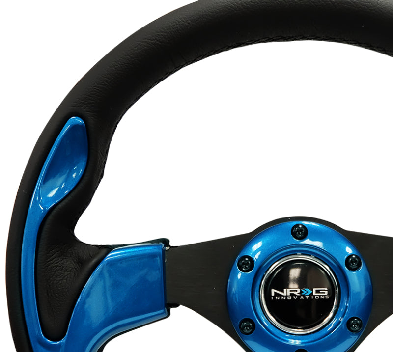 NRG RST-001BL - Reinforced Steering Wheel (320mm) Blk w/Blue Trim