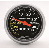 AutoMeter 3308 - Autometer Sport-Comp 52mm 45 PSI Mechanical Boost Gauge