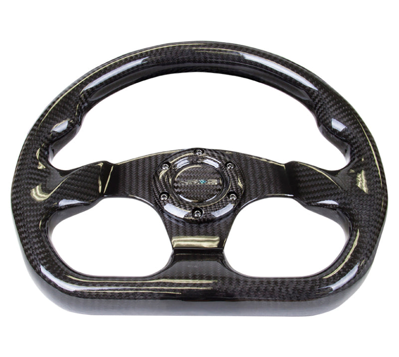 NRG ST-009CF/BK - Carbon Fiber Steering Wheel (320mm) Flat Bottom w/Shiny Black Carbon