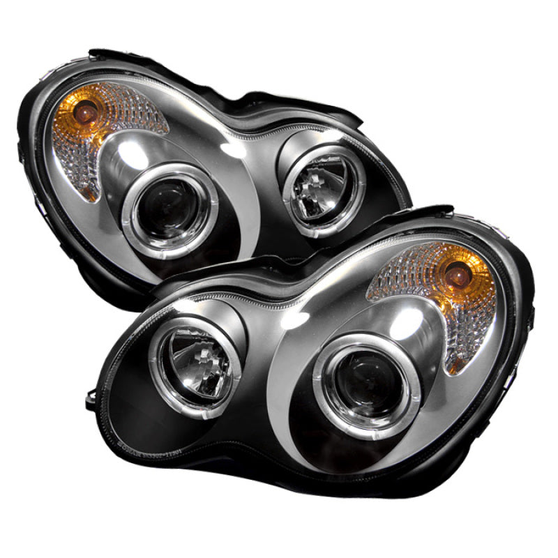 SPYDER 5011251 - Spyder Mercedes Benz C-Class 01-05 4 DrProjector Headlights Halogen LED Halo Blk PRO-YD-MBW203-HL-BK