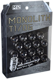 Project Kics WMN01GK - 12 x 1.5 Glorious Black T1/06 Monolith Lug Nuts 20 Pcs