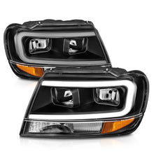 Load image into Gallery viewer, ANZO 111537 FITS 99-04 Jeep Grand Cherokee Crystal Headlightsw/ Light Bar Black Housing