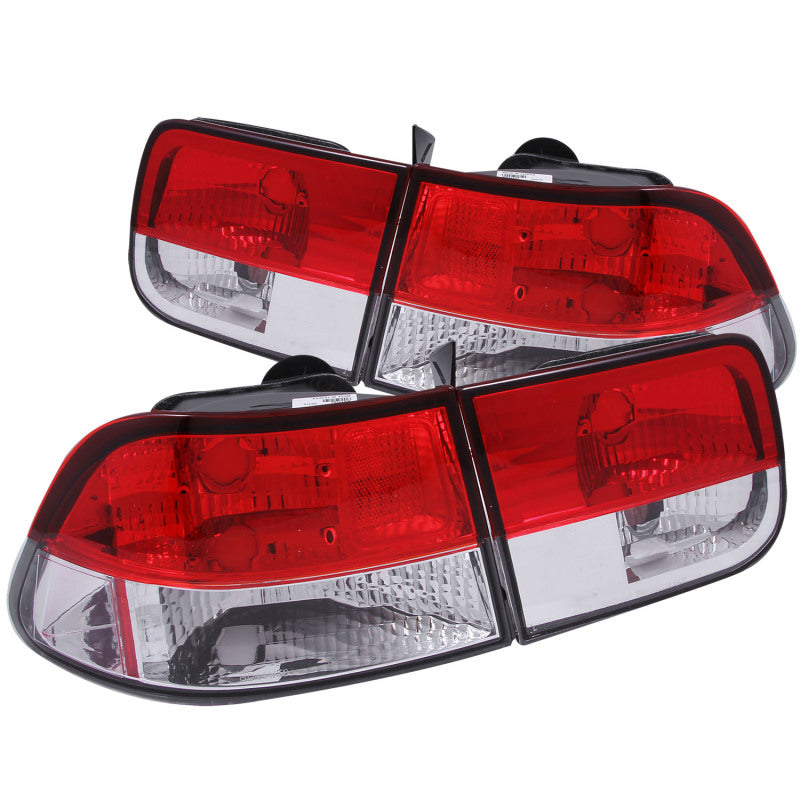 ANZO - [product_sku] - ANZO 1996-2000 Honda Civic Taillights Red/Clear - Fastmodz