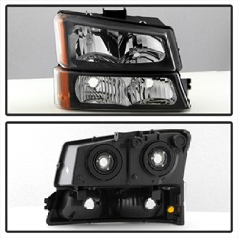 SPYDER 5069801 - Xtune Chevy Silverado 2500HD 03-06 Crystal Headlights w/ Bumper Lights Black HD-JH-CSIL03-AM-BK-SET