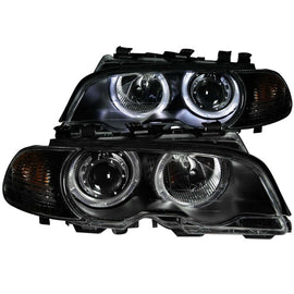 ANZO - [product_sku] - ANZO 2000-2003 BMW 3 Series E46 Projector Headlights w/ Halo Black - Fastmodz