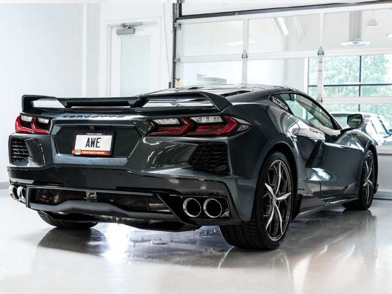 AWE Tuning 3015-42151 FITS 2020 Chevrolet Corvette (C8) Touring Edition Exhaust - Quad Chrome Silver Tips