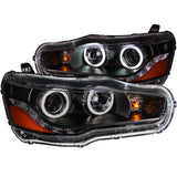 ANZO 121428 FITS: 2008-2015 Mitsubishi Lancer Projector Headlights w/ Halo Black (CCFL)