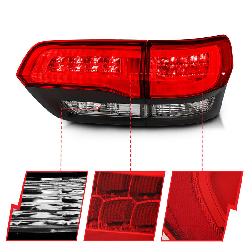 ANZO 311268 FITS 2014-2016 Jeep Grand Cherokee LED Taillights Red/Clear