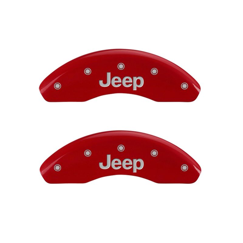 MGP 42013SJEPRD - 4 Caliper Covers Engraved Front & Rear JEEP Red finish silver ch