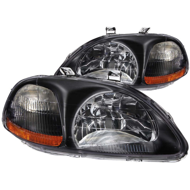 ANZO - [product_sku] - ANZO 1996-1998 Honda Civic Crystal Headlights Black - Fastmodz