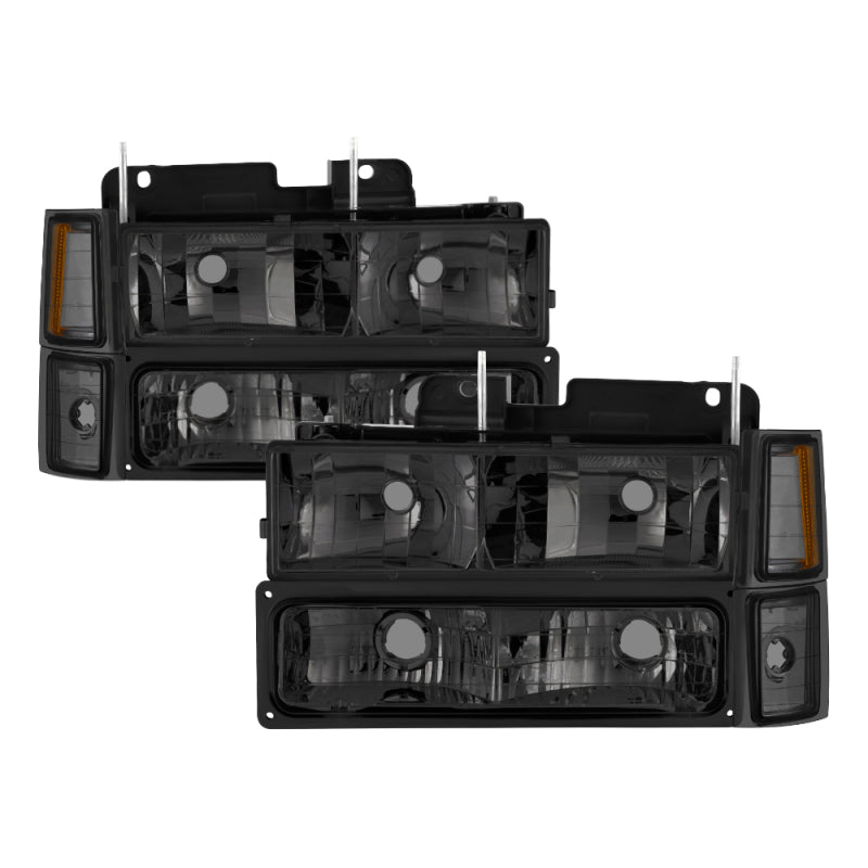 SPYDER 5072238 - Xtune Chevy Suburban 94-98 Headlights w/ Corner & Parking Lights 8pcs Smoked HD-JH-CCK88-AM-SM-SET