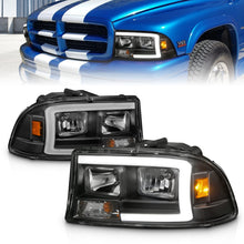 Load image into Gallery viewer, ANZO 111591 FITS 97-04 Dodge Dakota/Durango Crystal headlight Set w/ Light Bar Black Housing