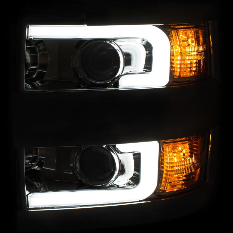 ANZO 111360 FITS: 2015-2016 Chevrolet Silverado Projector Headlights w/ Plank Style Design Chrome w/ Amber