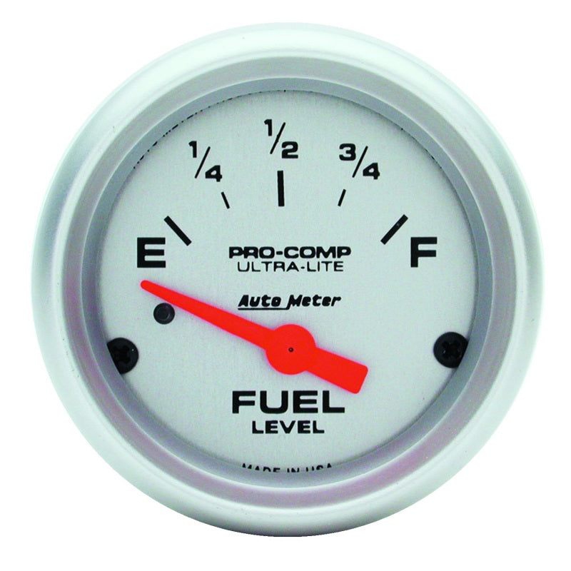 AutoMeter 4314 - Autometer Ultra-Lite 52mm 0 OHMS Empty/90 OHMS Full Short Sweep Electronic Fuel Level Gauge