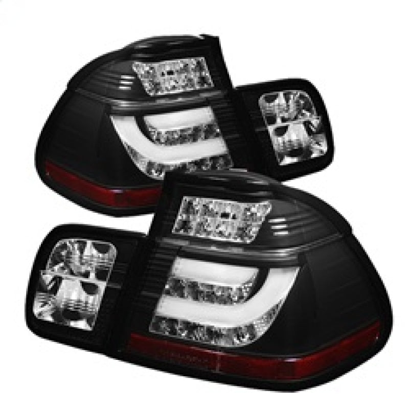 SPYDER 5015938 - Spyder BMW E46 3-Series 02-05 4Dr Light Bar Style LED Tail Lights Black ALT-YD-BE4602-4D-LBLED-BK