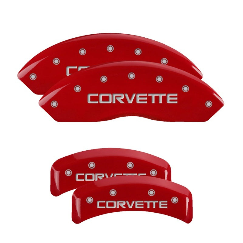 MGP 13013SCV4RD FITS 4 Caliper Covers Gloss Red Engraved with Corvette C4 (Full Kit 4 Pieces)