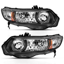 Load image into Gallery viewer, ANZO 2006-2009 Honda Civic 2 Door Crystal Headlight Black Amber (OE Replacement)