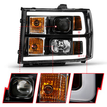 Load image into Gallery viewer, ANZO 111482 -  FITS: 2007-2013 Gmc Sierra 1500 Projector Headlight Plank Style Black w/ Clear Lens Amber