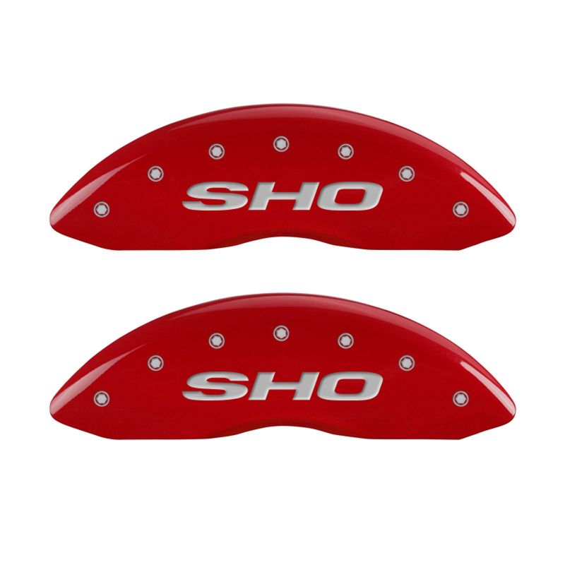 MGP 10222SSHORD FITS 4 Caliper Covers Engraved Front & Rear SHO Red finish silver ch