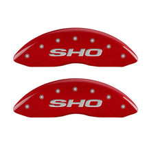 Load image into Gallery viewer, MGP 10222SSHORD FITS 4 Caliper Covers Engraved Front &amp; Rear SHO Red finish silver ch