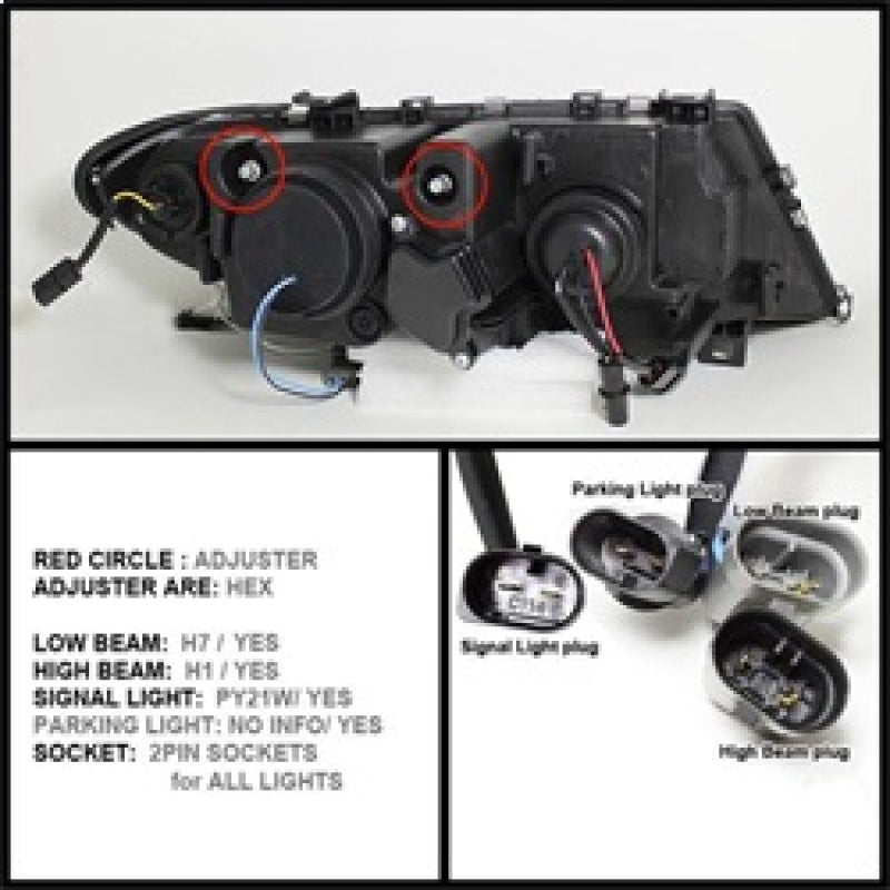 SPYDER 5042415 - Spyder BMW E46 3-Series 02-05 4DR Projector Headlights 1PC LED Halo Blk PRO-YD-BMWE4602-4D-AM-BK