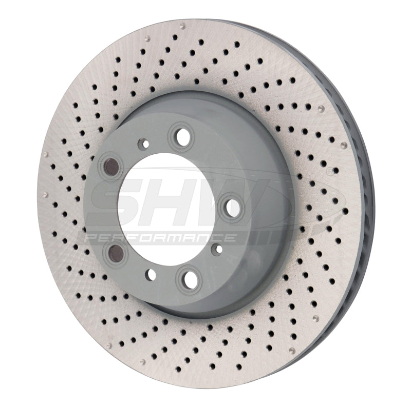 SHW Performance PRL31124 -  -SHW 15-16 Porsche 911 Carrera 4 GTS 3.8L w/o Ceramic Brakes Left Rear Drilled-Dimpled MB Brake Rotor