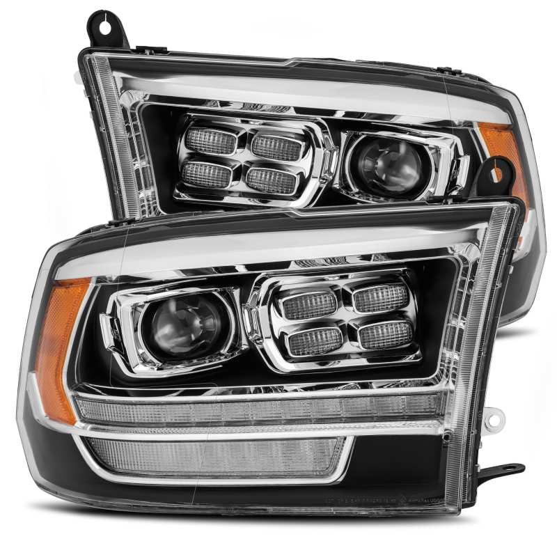 AlphaRex 880523 - 09-18 Dodge Ram 1500HD PRO-Series Proj Headlight Plnk Style Blk w/Chrm Acc w/Seq Signal/DRL