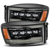 AlphaRex 880538 - 06-08 Ram 1500HD NOVA LED Proj Headlights Plnk Style Alpha Blk w/Seq Signal/DRL/Amber LED