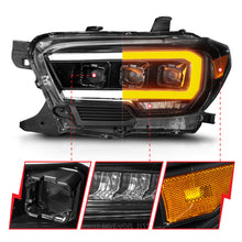 Load image into Gallery viewer, ANZO 111562 FITS 16-22 Toyota Tacoma SR/SR5 ONLY Full LED Proj Headlights w/Light Bar Seq. Blk w/Initiation Lgt