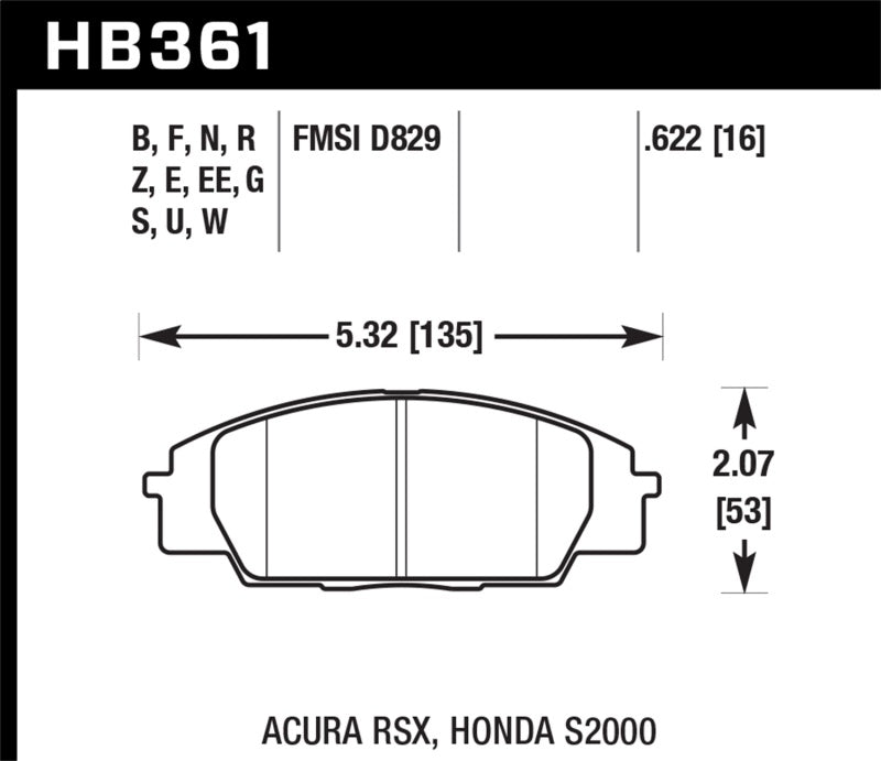 Hawk 02-06 Acura RSX Type S / 06-11 Honda Civic Si Coupe / 00-09 S2000 DTC-30 Race Front Brake Pads - free shipping - Fastmodz