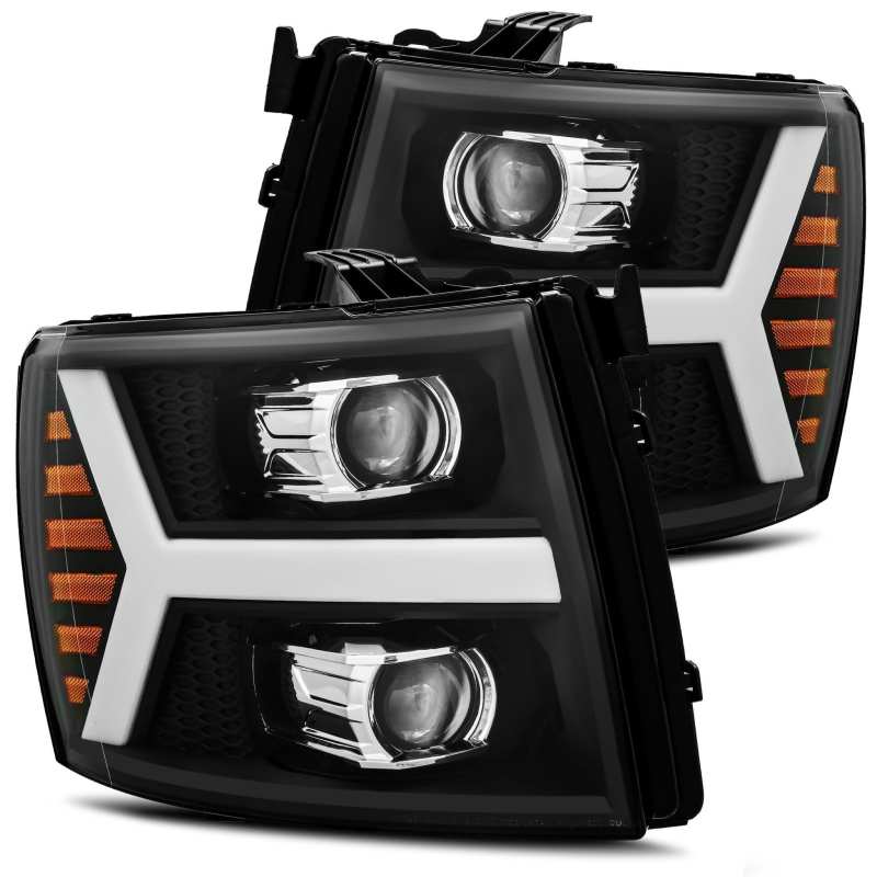 AlphaRex 880205 FITS 07-13 Chevy 1500HD PRO-Series Proj Headlight Plank Style Matte Blk w/Activ Light/Seq Signal