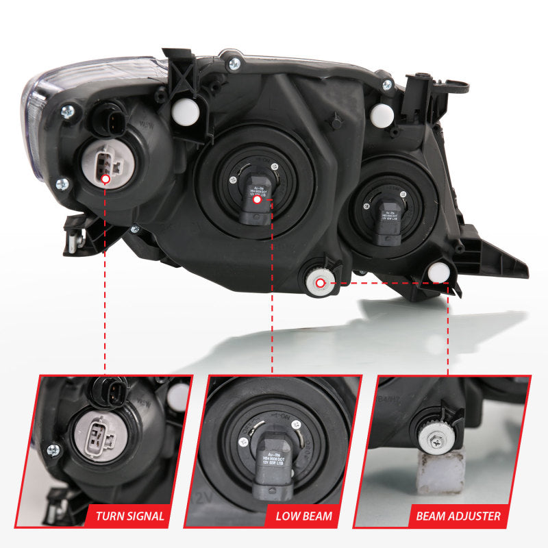 ANZO 121541 - FITS: 2009-2010 Toyota Corolla Crystal Headlight Black Amber